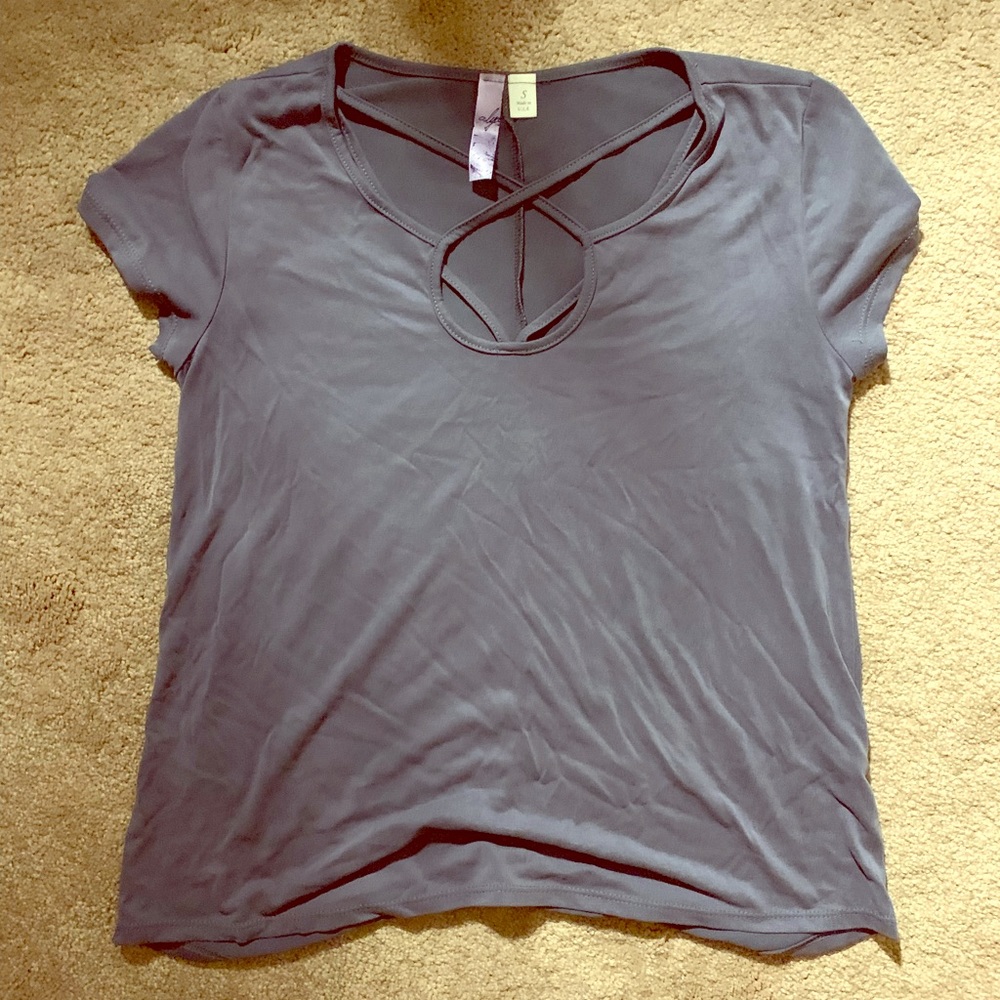 Cutout Short sleeve Top (Grey)